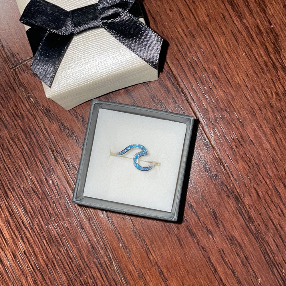 Wave Ring With Blue Gemstones!